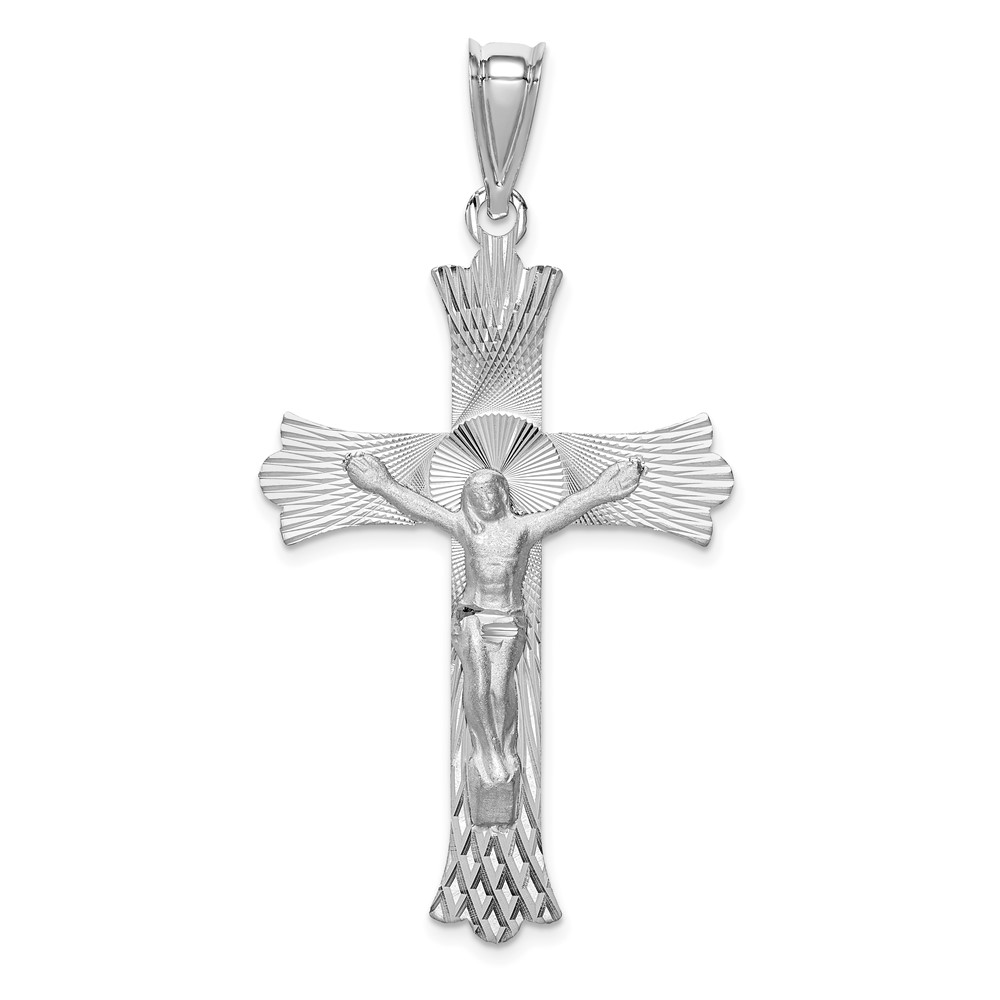 14K White Gold Crucifix Pendant
