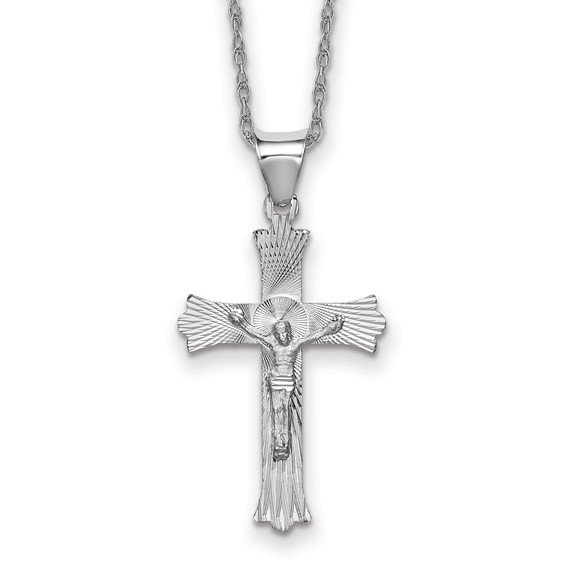 14k White Gold Crucifix Necklace