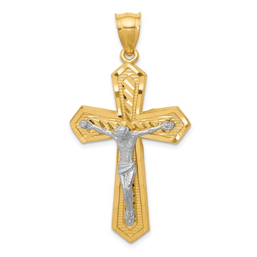 14k Two-tone Diamond-cut Passion Crucifix Pendant