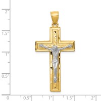 14K Two-tone Diamond-cut Latin Crucifix Pendant view 3