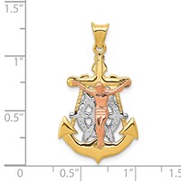14K Tri-Color Mariner Crucifix Pendant view 3