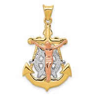 14K Tri-Color Mariner Crucifix Pendant view 1