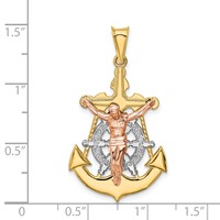14K Tri-Color Mariner Crucifix Pendant view 4