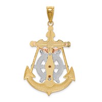 14K Tri-Color Mariner Crucifix Pendant view 4