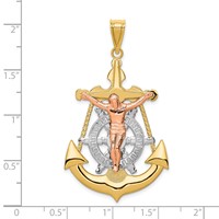 14K Tri-Color Mariner Crucifix Pendant view 3