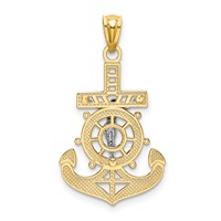 14K and White Rhodium Polished Mariners Crucifix Pendant view 3