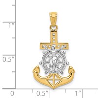 14K and White Rhodium Polished Mariners Crucifix Pendant view 4