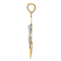 14K and White Rhodium Polished Mariners Crucifix Pendant view 2