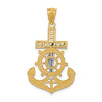 14K and White Rhodium Polished Mariners Crucifix Pendant view 4