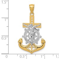 14K and White Rhodium Polished Mariners Crucifix Pendant view 3