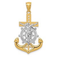 14K and White Rhodium Polished Mariners Crucifix Pendant view 1
