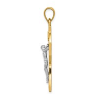 14K Two-tone Polished Celtic Inri Crucifix Pendant view 2