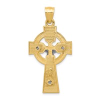 14K Two-tone Polished Celtic Inri Crucifix Pendant view 4
