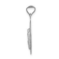14K White Gold Polished Diamond-cut Semi-solid Our Lady of Guadalupe Oval Pendant view 2