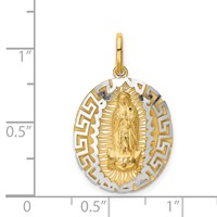 14K Two-Tone Our Lady of Guadalupe Semi-solid Oval Pendant view 3