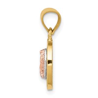 14K Two-Tone Pendant with White Rhodium Diamond-cut CZ Our Lady of Guadalupe Oval view 2