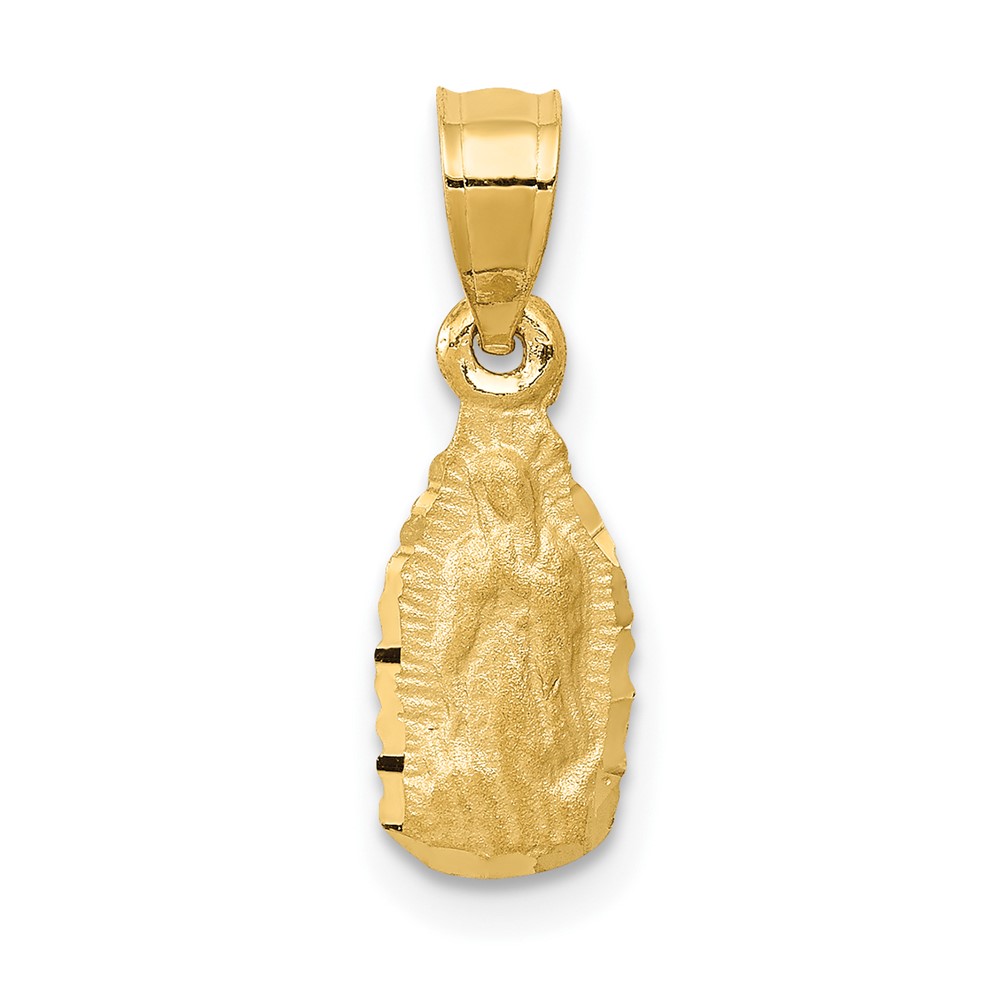 14K Yellow Gold Satin and Diamond-cut Small Our Lady of Guadalupe Pendant