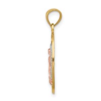 14K Two-tone Charm with White Rhodium Diamond-cut Our Lady of Guadalupe Oval view 2