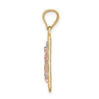 14K Two-tone with White Rhodium Diamond-cut Our Lady of Guadalupe Rectangular Pendant view 2