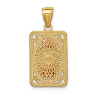 14K Two-tone with White Rhodium Diamond-cut Our Lady of Guadalupe Rectangular Pendant view 4