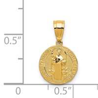 14K Yellow Gold Polished San Benito Medal Solid 2-Sided Small Round Pendant view 3