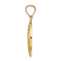 14K Yellow Gold Polished Solid St Benedict 2-Sided Round Pendant view 2