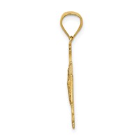 14K Yellow Gold Polished Solid San Benito 2-Sided Cross Pendant view 2
