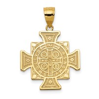 14K Yellow Gold Polished Solid San Benito 2-Sided Cross Pendant view 4
