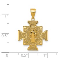 14K Yellow Gold Polished Solid San Benito 2-Sided Cross Pendant view 3