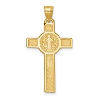 14K Polished San Benito Solid 2-Sided Crucifix Pendant view 4