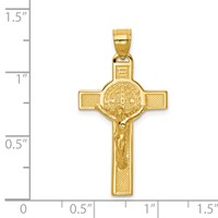14K Polished San Benito Solid 2-Sided Crucifix Pendant view 3