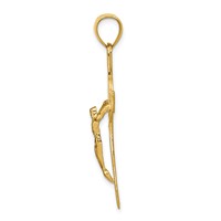 14K Yellow Gold Polished San Benito Solid 2-Sided Crucifix Pendant view 2