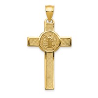 14K Yellow Gold Polished San Benito Solid 2-Sided Crucifix Pendant view 4