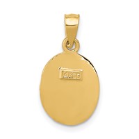14K Yellow Gold Satin and Diamond-Cut Baptism Oval Pendant view 4