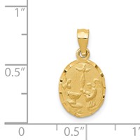 14K Yellow Gold Satin and Diamond-Cut Baptism Oval Pendant view 3