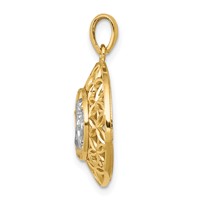 14K and White Rhodium Polished Filigree Guardian Angel Pendant view 2