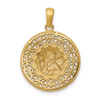 14K and White Rhodium Polished Filigree Guardian Angel Pendant view 4