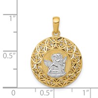14K and White Rhodium Polished Filigree Guardian Angel Pendant view 3