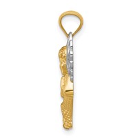 14K and White Rhodium Diamond-cut Praying Angel Pendant view 2