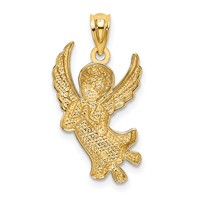 14K and White Rhodium Diamond-cut Praying Angel Pendant view 3