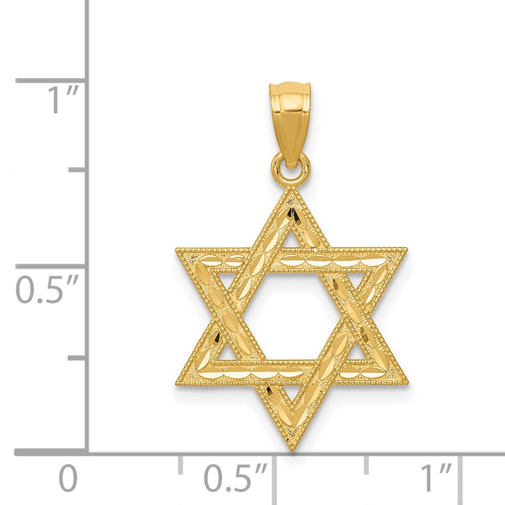 14k Diamond-cut Polished Star of David Pendant (K6374)