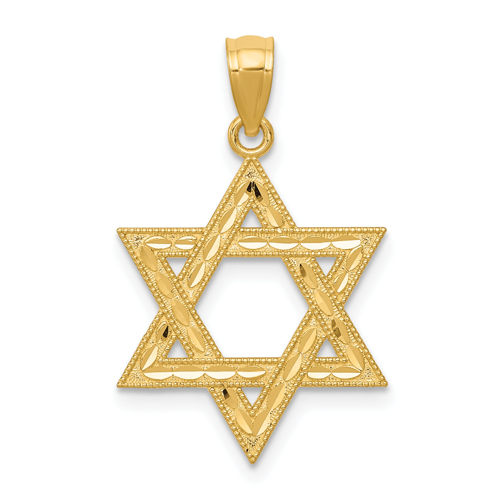 14k Diamond-cut Polished Star of David Pendant (K6374)