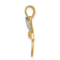 14K and White Rhodium Diamond-cut Polished Dragonfly Pendant view 2
