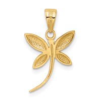 14K and White Rhodium Diamond-cut Polished Dragonfly Pendant view 3