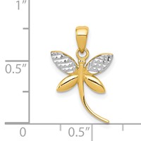 14K and White Rhodium Diamond-cut Polished Dragonfly Pendant view 4