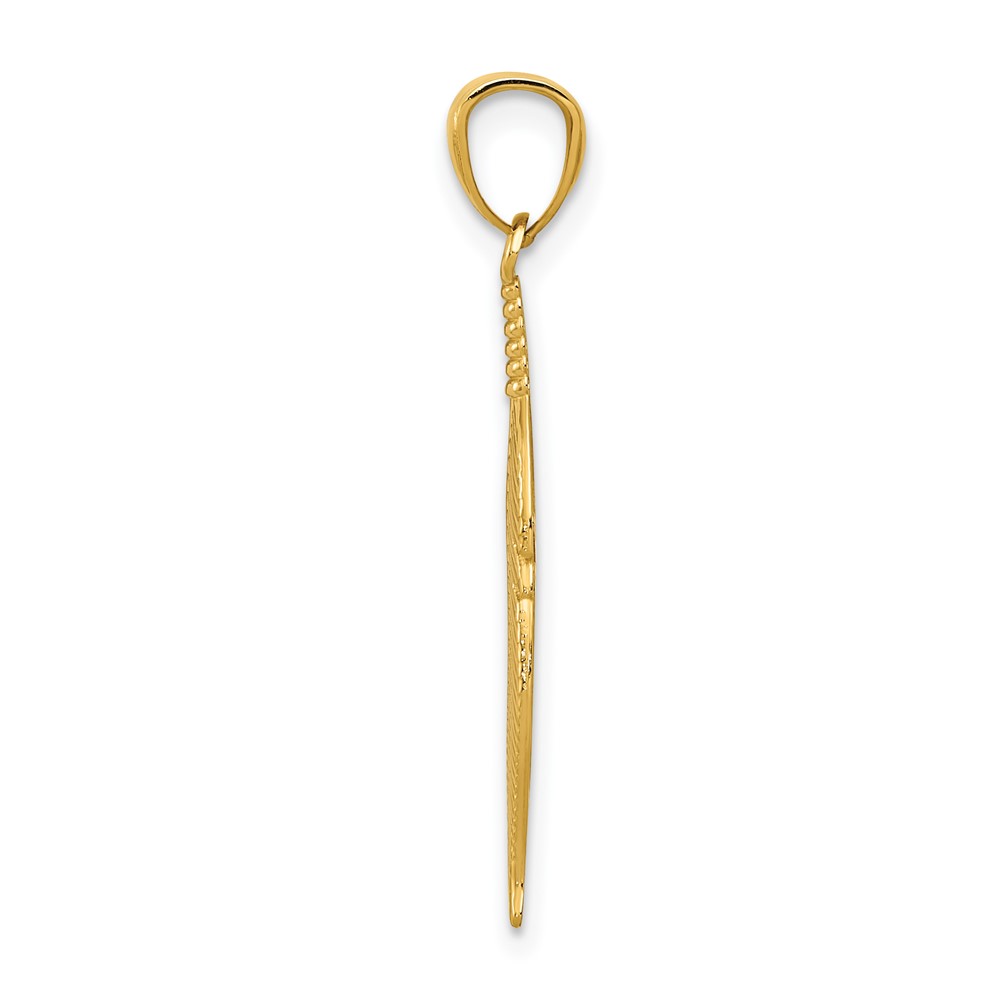 14k Polished Feather Pendant (K6382)