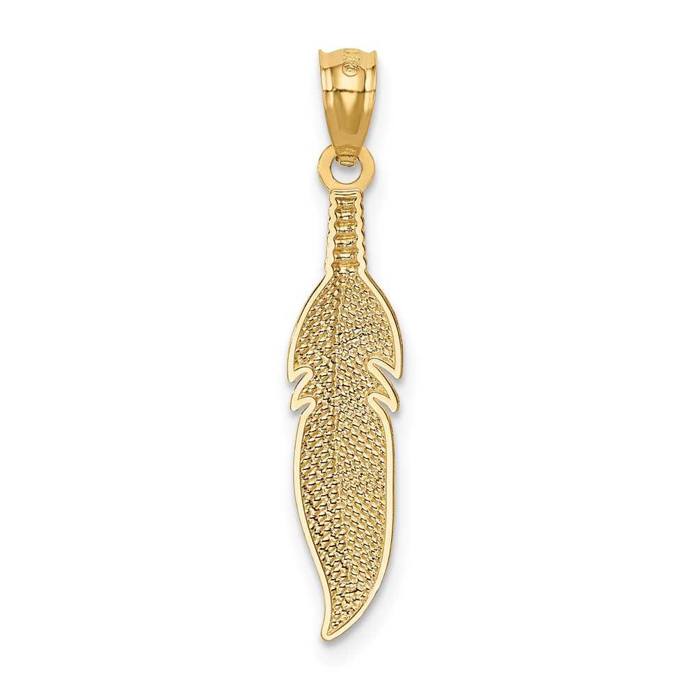 14k Polished Feather Pendant (K6382)