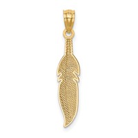 14K Yellow Gold Polished Feather Pendant view 3