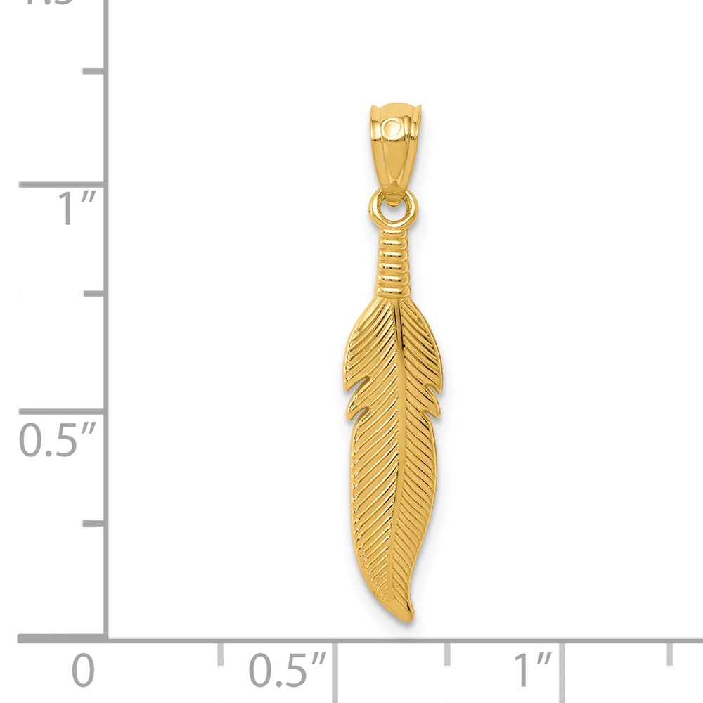 14k Polished Feather Pendant (K6382)