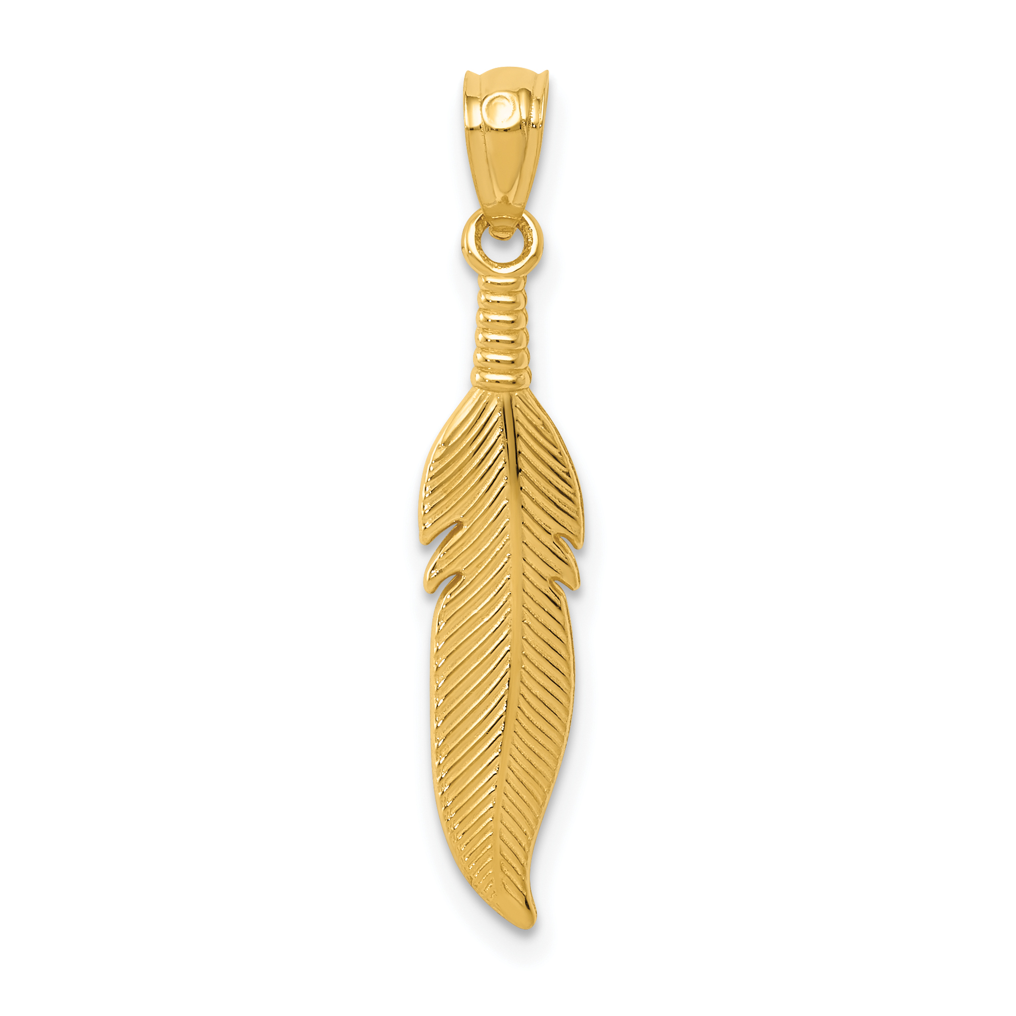 14k Polished Feather Pendant (K6382)